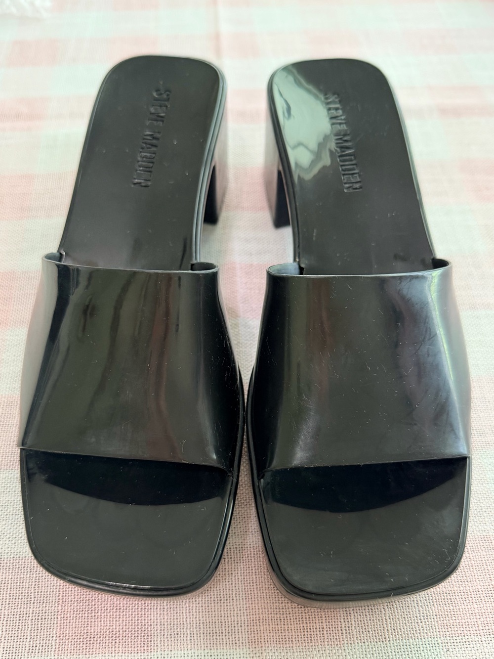 Steve Madden Harlin Black Block Heel Sandals Size 8 - Picture 6 of 9